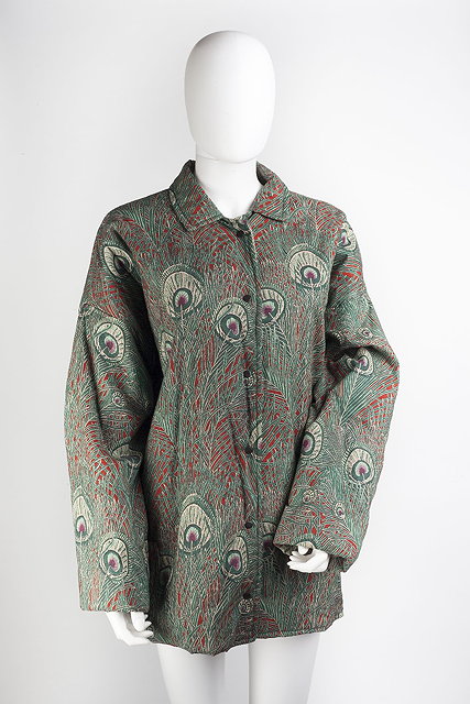 Appraisal: A Liberty coat of peacock feather pattern in green orange