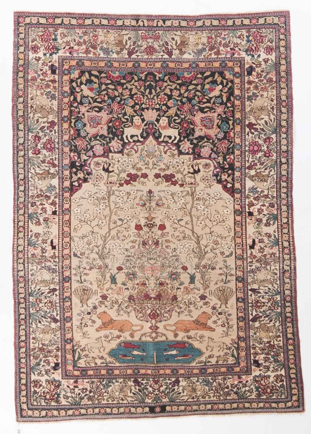 Appraisal: Antique Lavar Kerman prayer rug approx x Persia circa Condition