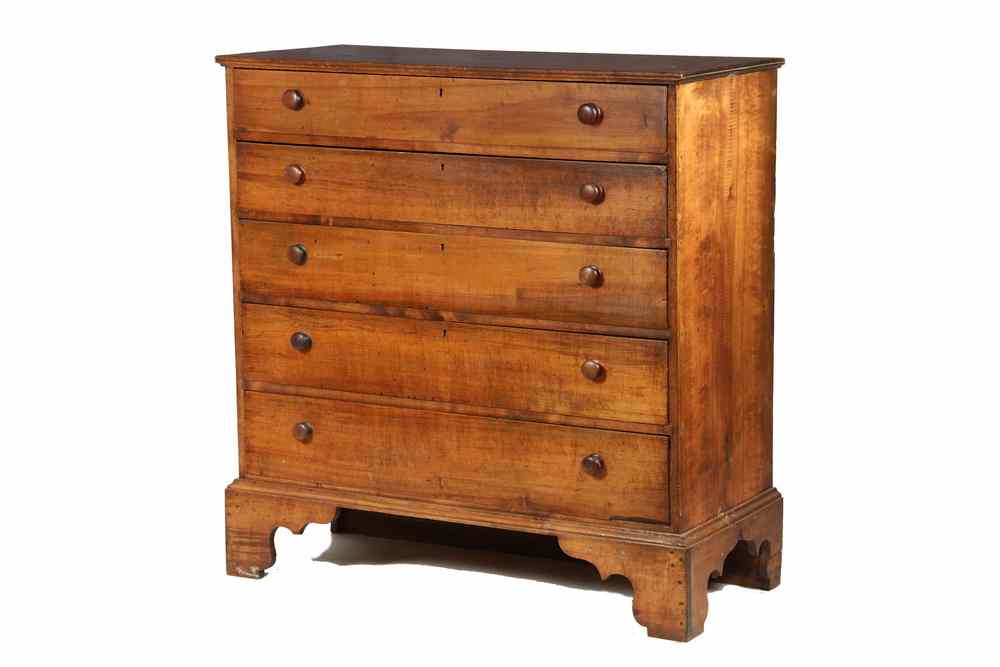 Appraisal: CHEST OF DRAWERS - Maple Country Chippendale graduated five drawer