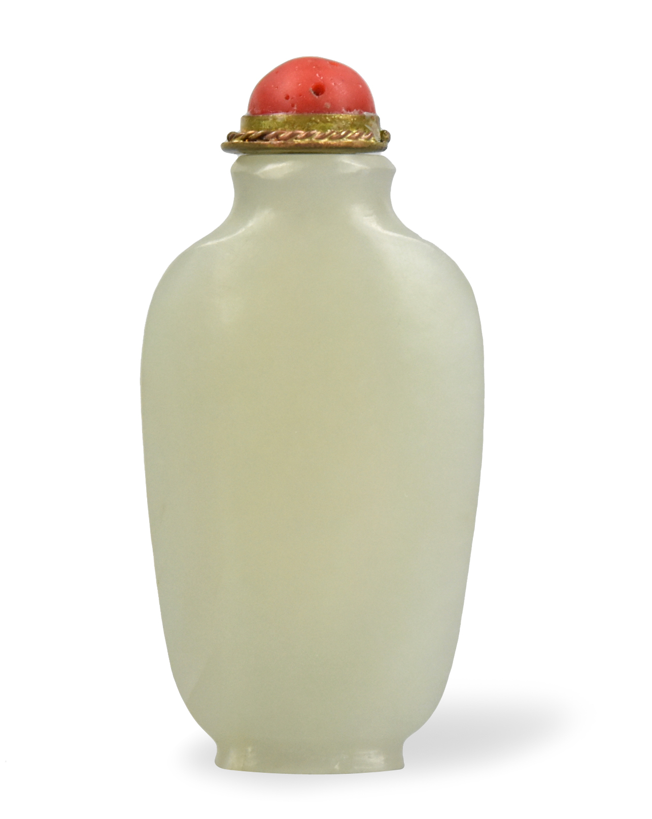 Appraisal: An oval shaped Chinese Jade carved snuff bottle Qing Dynasty