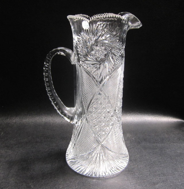 Appraisal: BRILLIANT PERIOD CUT CRYSTAL PITCHER having a hobstar and crosshatch