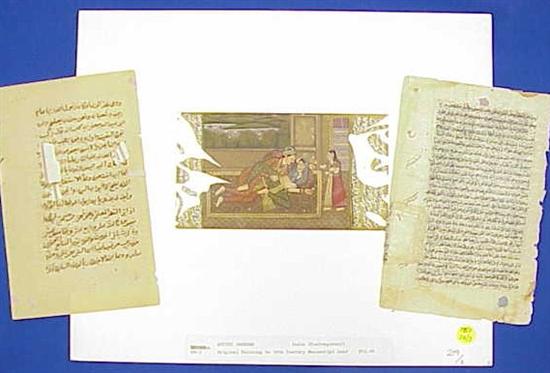 Appraisal: Three illuminated manuscripts on paper India th C each depicting