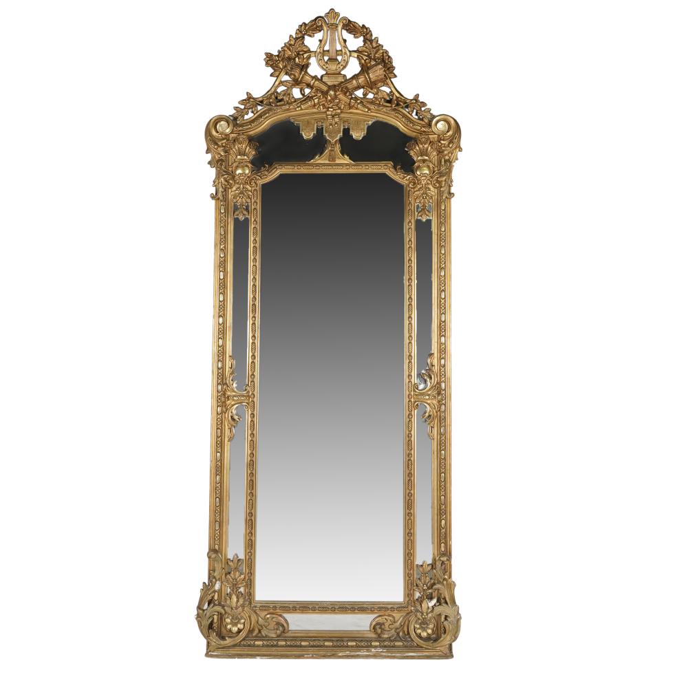 Appraisal: FRENCH GILTWOOD GESSO PIER MIRRORwith flat mirror plates Condition two