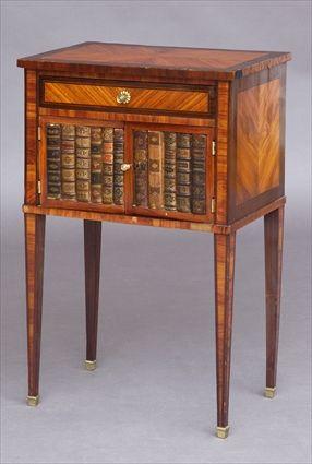 Appraisal: LOUIS XVI-STYLE KINGWOOD-INLAID TULIPWOOD TABLE EN CHIFFONIERE The crossbanded -veneered