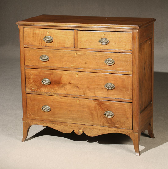 Appraisal: Federal Satinwood Inlaid Walnut Chest of Drawers Maryland Circa Having