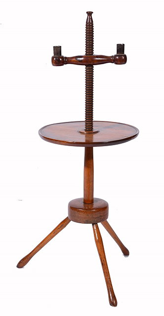 Appraisal: A TH CENTURY AMERICAN YEWWOOD CANDLE STAND with ring turned