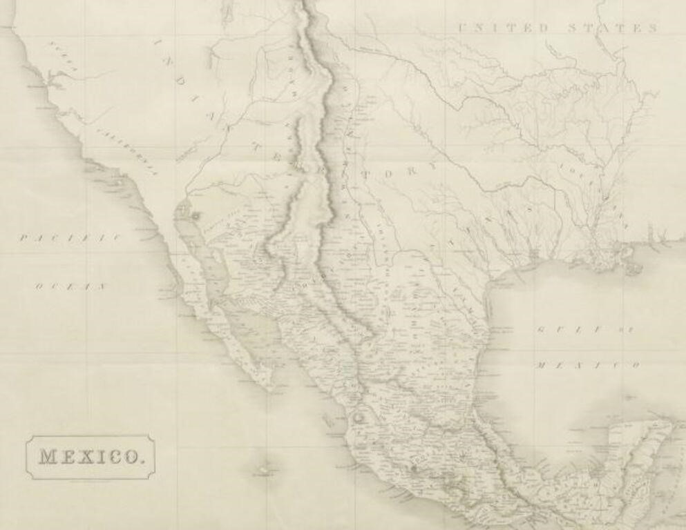 Appraisal: Framed engraving on paper Map of Mexico engraved by Sidney