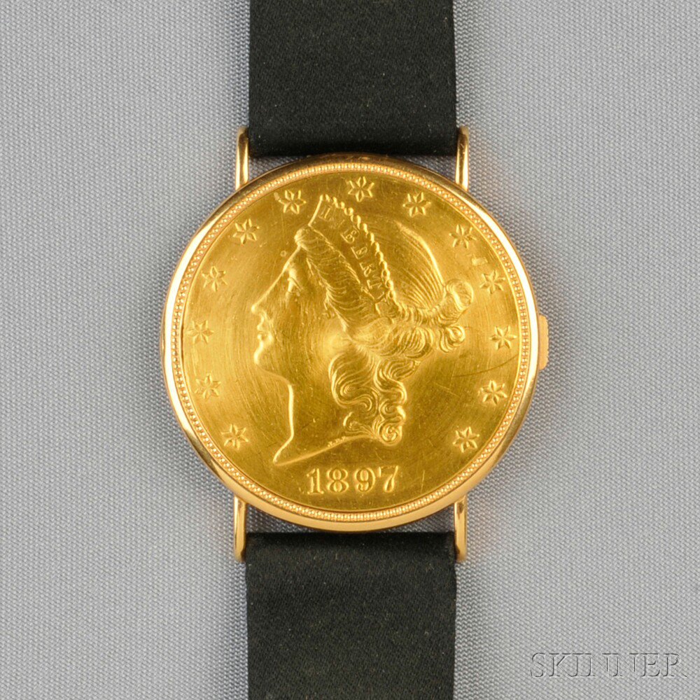 Appraisal: kt Gold United States Twenty Dollar Coin Wristwatch Piaget the