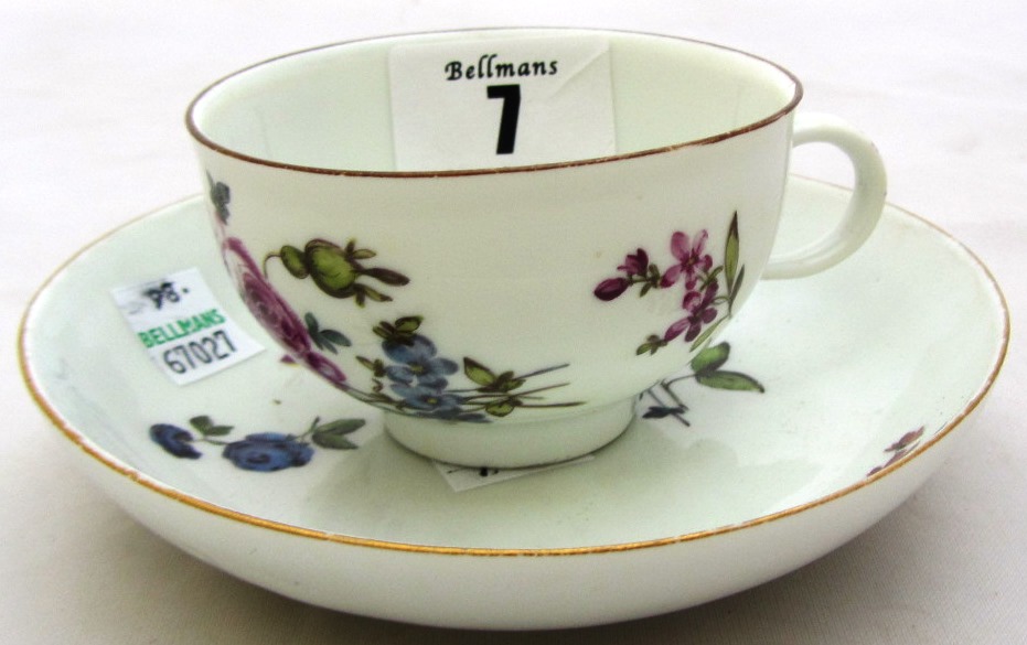 Appraisal: A Meissen porcelain cup and saucer circa painted with sprigs