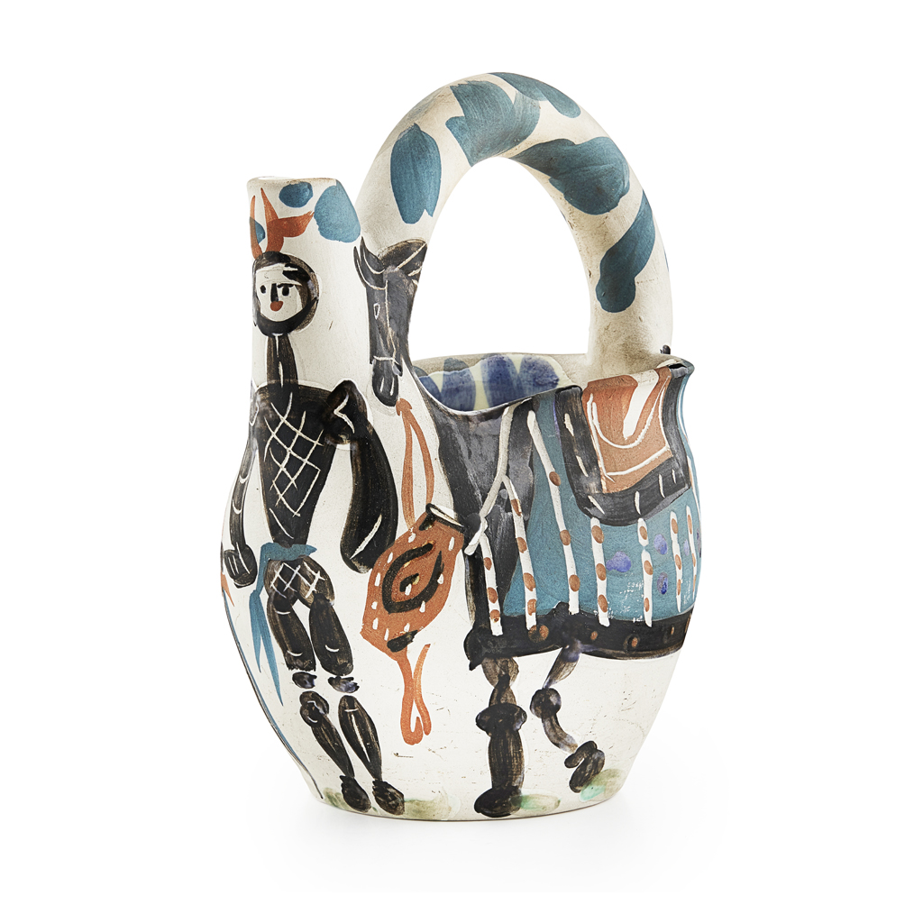 Appraisal: PABLO PICASSO - 'CAVALIER ET CHEVAL' CERAMIC PITCHER CONCEIVED stamped