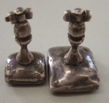 Appraisal: Two Eastern silver mounted intaglio seals the rectangular bases seal