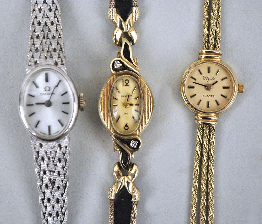 Appraisal: Three K Gold Ladies Watches comprising a white gold Omega