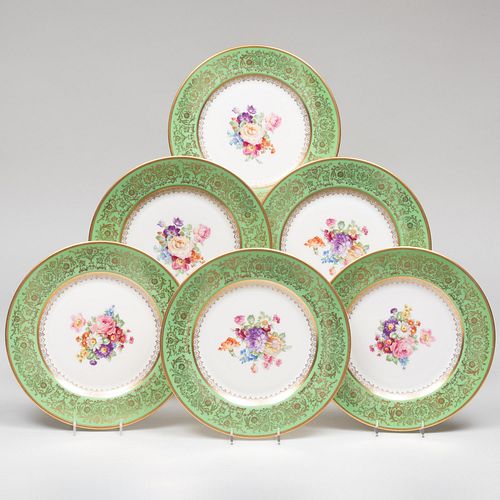 Appraisal: SET OF ELEVEN COALPORT GREEN GROUND PORCELAIN PLATES AND A