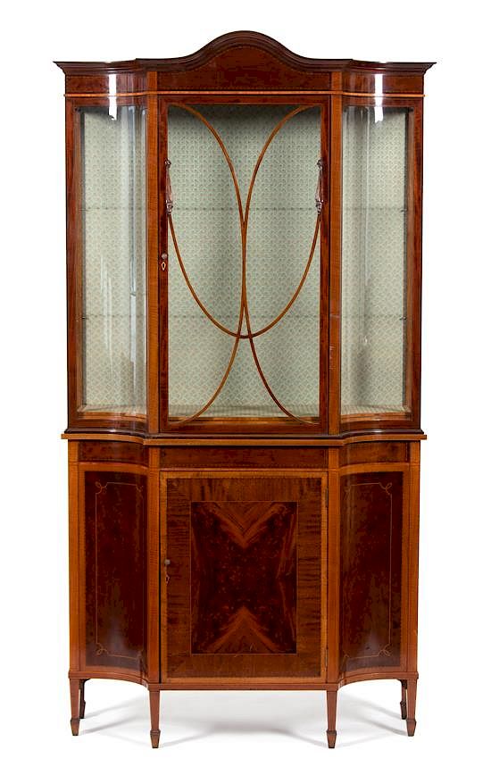 Appraisal: A Hepplewhite Style Satinwood Inlaid Mahogany Breakfront Height x width