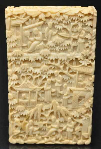 Appraisal: Victorian Calling Card Case Carved ivory with Oriental scene on