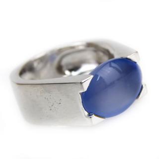 Appraisal: Cartier Karat White Gold and Oval Cabochon Chalcedony Ring Signed