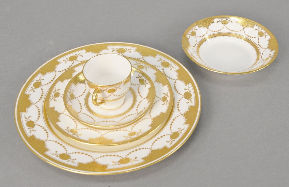 Appraisal: Minton fifty-seven piece porcelain partial set G pattern having gold