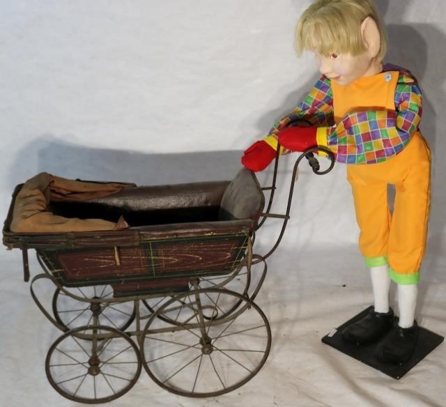 Appraisal: TWO-PIECE WINDOW DISPLAY LOT CONSISTING OF A TH CENTURY DOLL