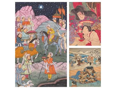 Appraisal: A collection of Japanese woodblock actor prints and Indian miniature