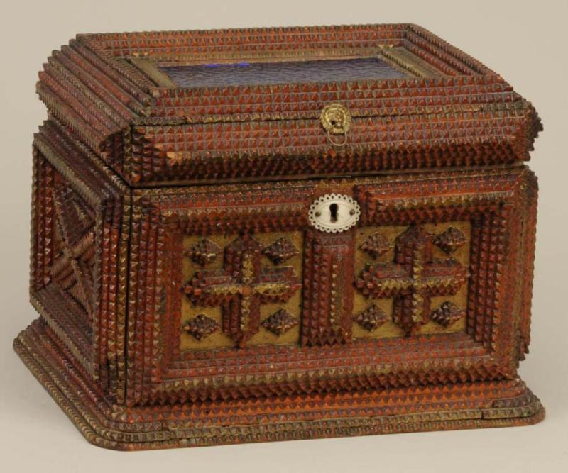 Appraisal: Tramp Art Jewelry Box Description Late th Century With blue