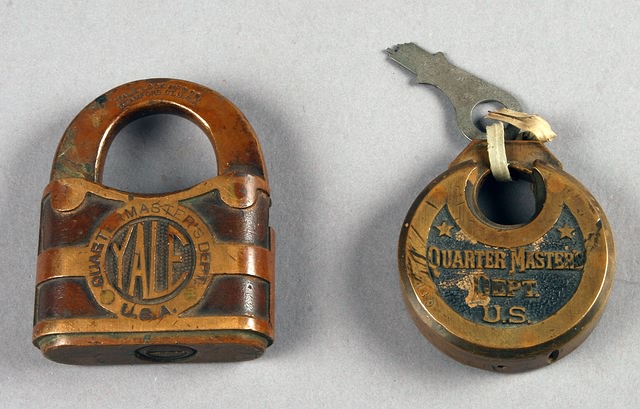 Appraisal: Quartermasters Dept Brass Pad Locks with key