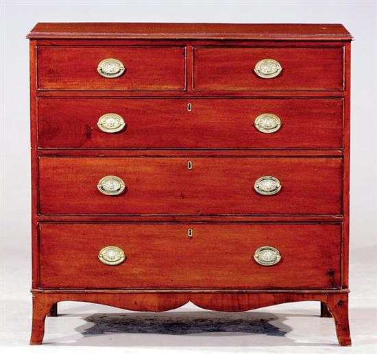 Appraisal: English mahogany chest of drawers circa rectangular molded top over