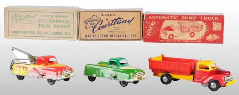 Appraisal: Lot of Tin Courtland Vehicle Wind-Up Toys Description American Working