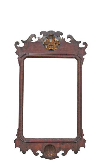 Appraisal: A GEORGE III CHIPPENDALE STYLE WALNUT FRAMED WALL MIRROR with