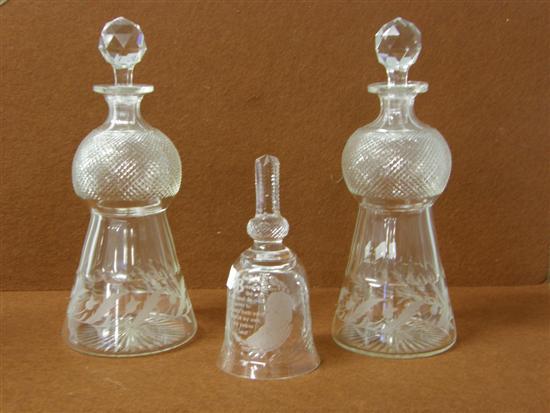 Appraisal: Pair of cut glass decanters engraved with thistles and a