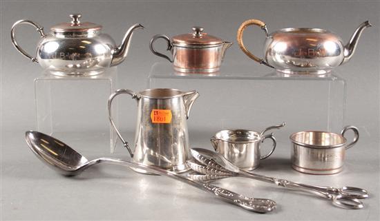 Appraisal: Assorted silverplatedware including a silver-on-copper stacking tea set Sheffield King's