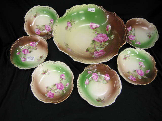 Appraisal: Victorian Porcelain Berry Set master bowl and six individuals floral