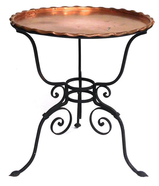 Appraisal: American Arts and Crafts Movement copper tray top table with