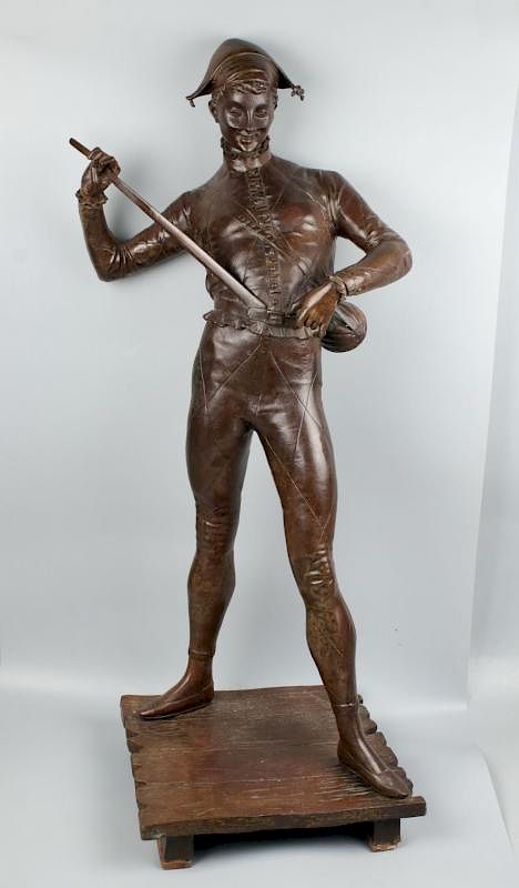 Appraisal: Large Paul Dubois France - Bronze Harlequin SCULPTOR Paul Dubois