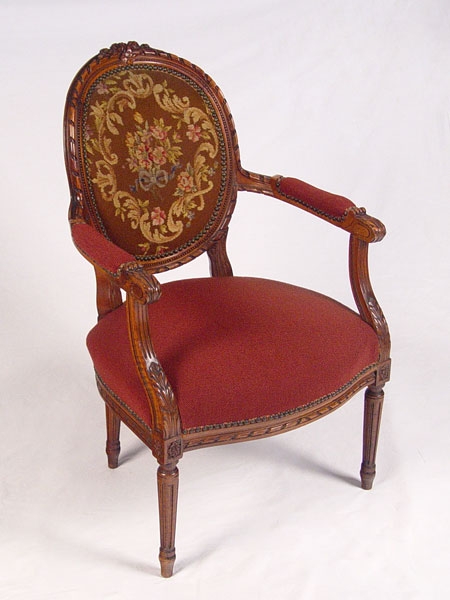 Appraisal: LOUIS XVI STYLE CARVED SIDE CHAIR Finely carved frame with