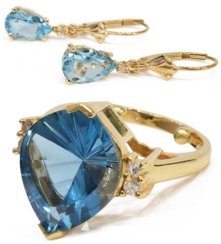 Appraisal: lot of Estate kt yellow gold and blue gemstone jewelry