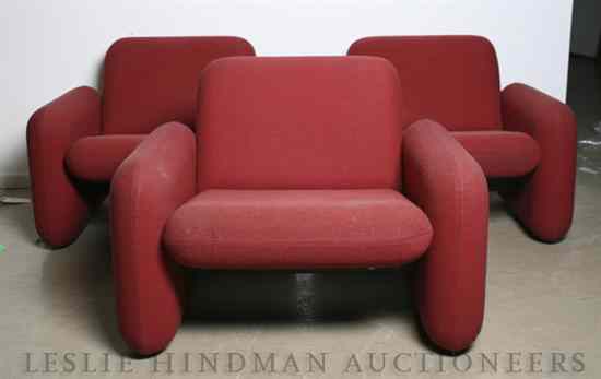 Appraisal: A Group of Three Herman Miller Upholstered Chicklet Chairs having