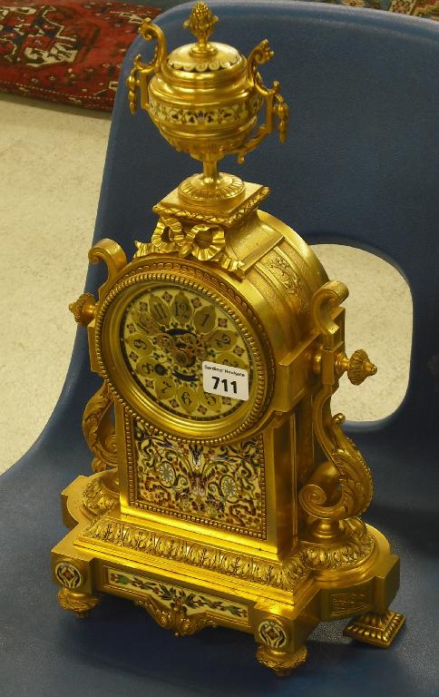 Appraisal: Good French ormolu and champleve two train mantel clock the