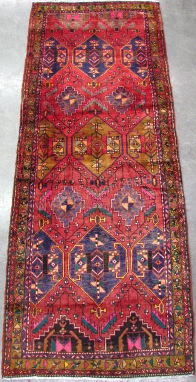 Appraisal: Handmade Oriental Runner Rug Isfahan design red field with blue