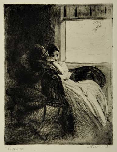 Appraisal: ALBERT BESNARD Le Flirt Etching x mm x inches full