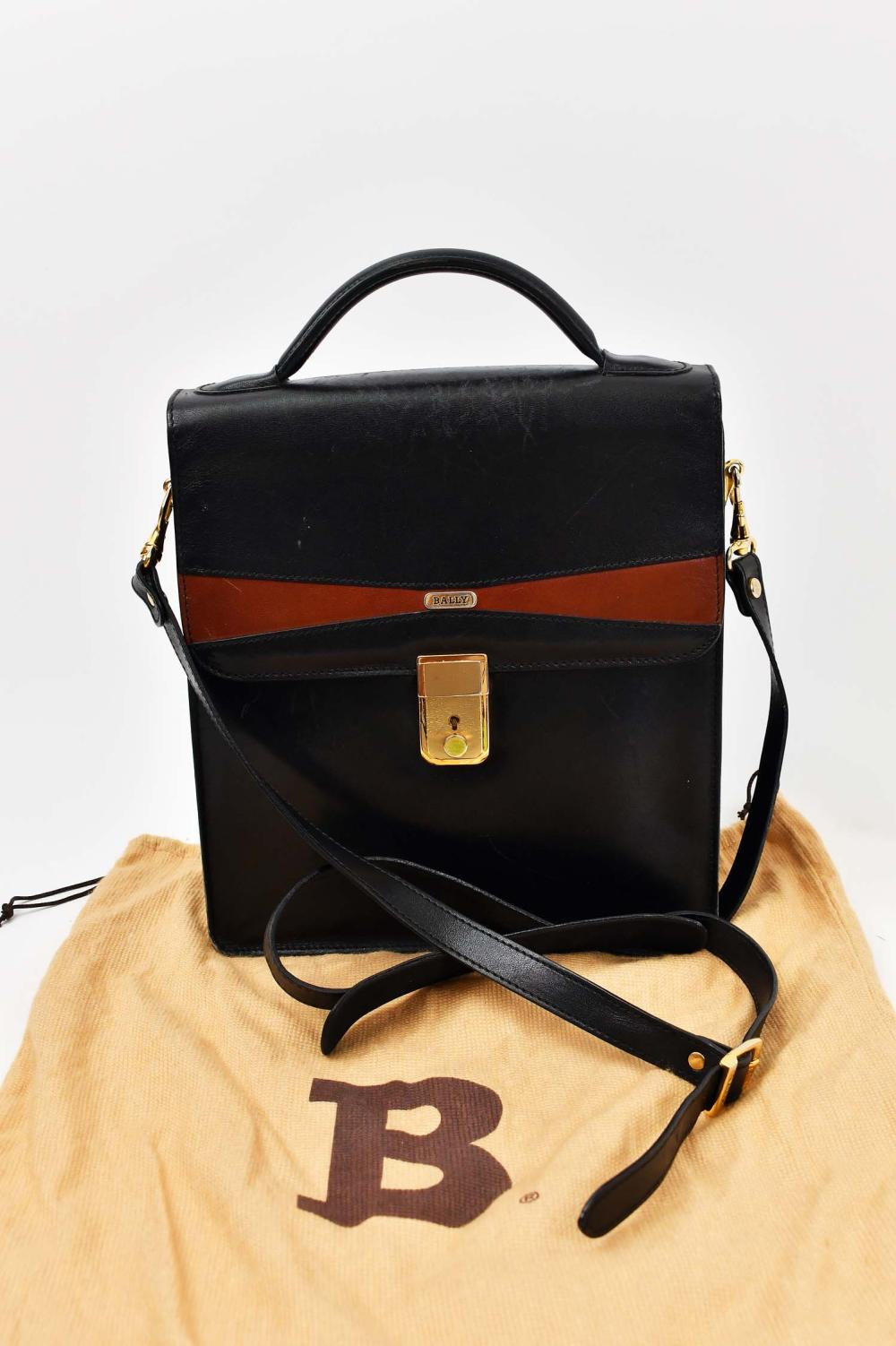 Appraisal: BALLY BLACK AND BROWN LADIES HANDBAGBally exterior and interior inscribed