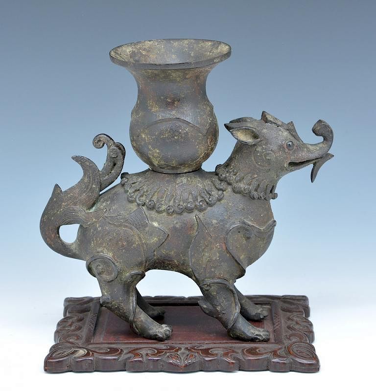 Appraisal: Bronze Qilin Kirin censer Bronze censer in the form of