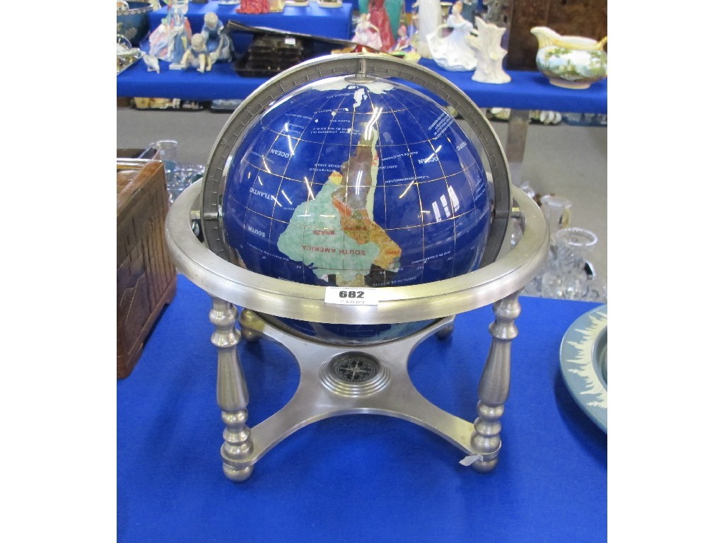 Appraisal: Multi gem set globe of the world