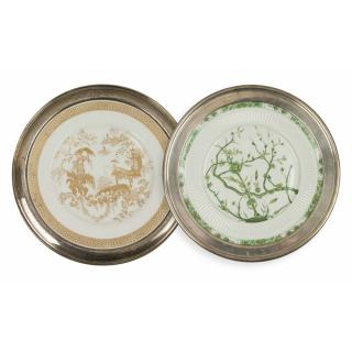 Appraisal: Two Silver Mounted Limoges Spode Plates Two silver mounted Limoges