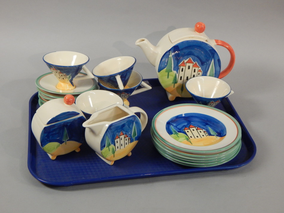 Appraisal: A modern Art Deco style part tea service in the