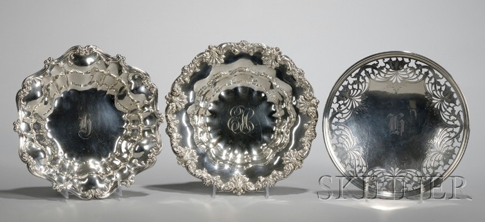 Appraisal: Three Pieces of American Sterling Silver Hollowware a sterling reticulated