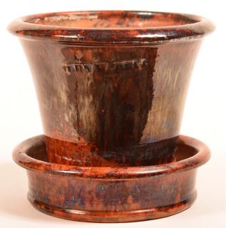 Appraisal: John Bell Redware Mottle Glazed Flower Pot John Bell Redware