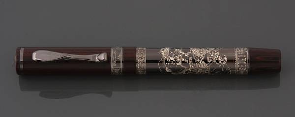 Appraisal: VISCONTI Sterling Silver Shunga Fountain Pen This pen s lacquer