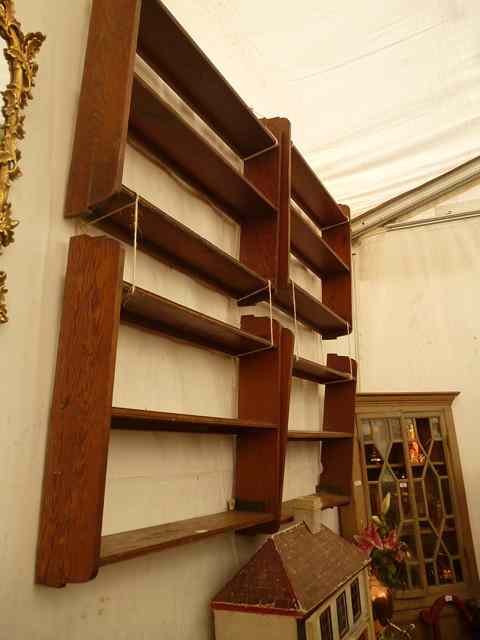 Appraisal: A SET OF FOUR PITCH PINE WALL MOUNTED BOOKCASES each