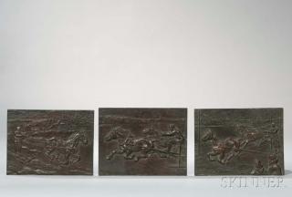 Appraisal: Three Bronze Plaques Russia late th th century each depicting