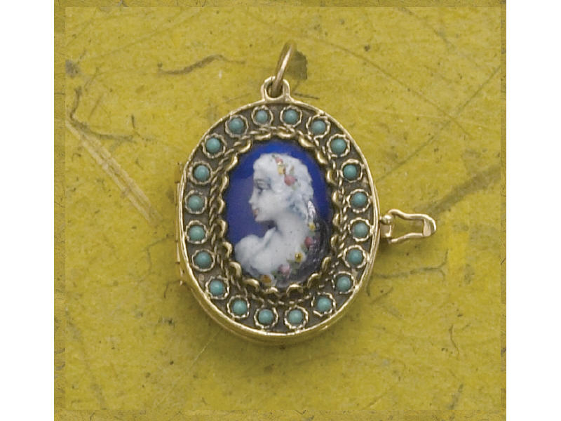 Appraisal: YELLOW GOLD FRENCH ENAMEL DOUBLE LOCKET with blue enamel with